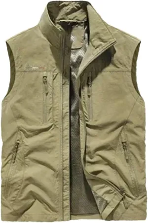 Men Fishing Waistcoats Outdoor Journalist Photography Camping Vest Multi-Pocket Breathable Sleeveless Jacket