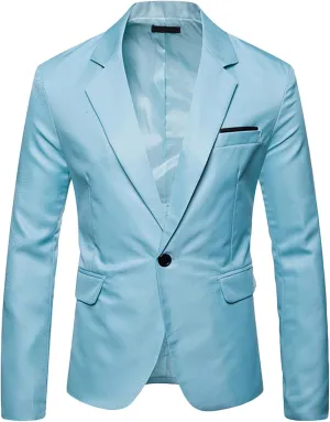 Mens Blazer Casual Slim Fit Suit Jacket One Button Lightweight Notched Lapel Business Jackets Men's Sport Coats & Blazers
