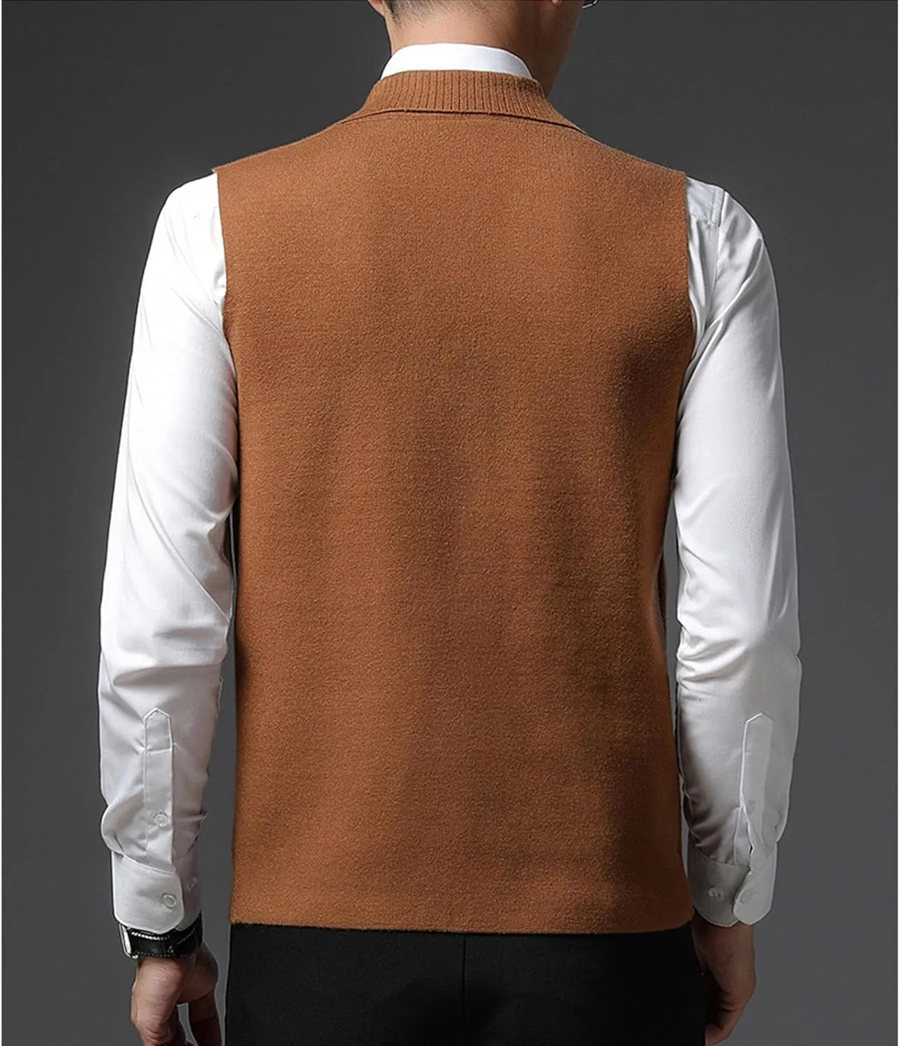 Men's Button Down Cardigan Vest Casual Knitted Slim Fit Vests Sweater Cable Knit Sleeveless Waistcoats