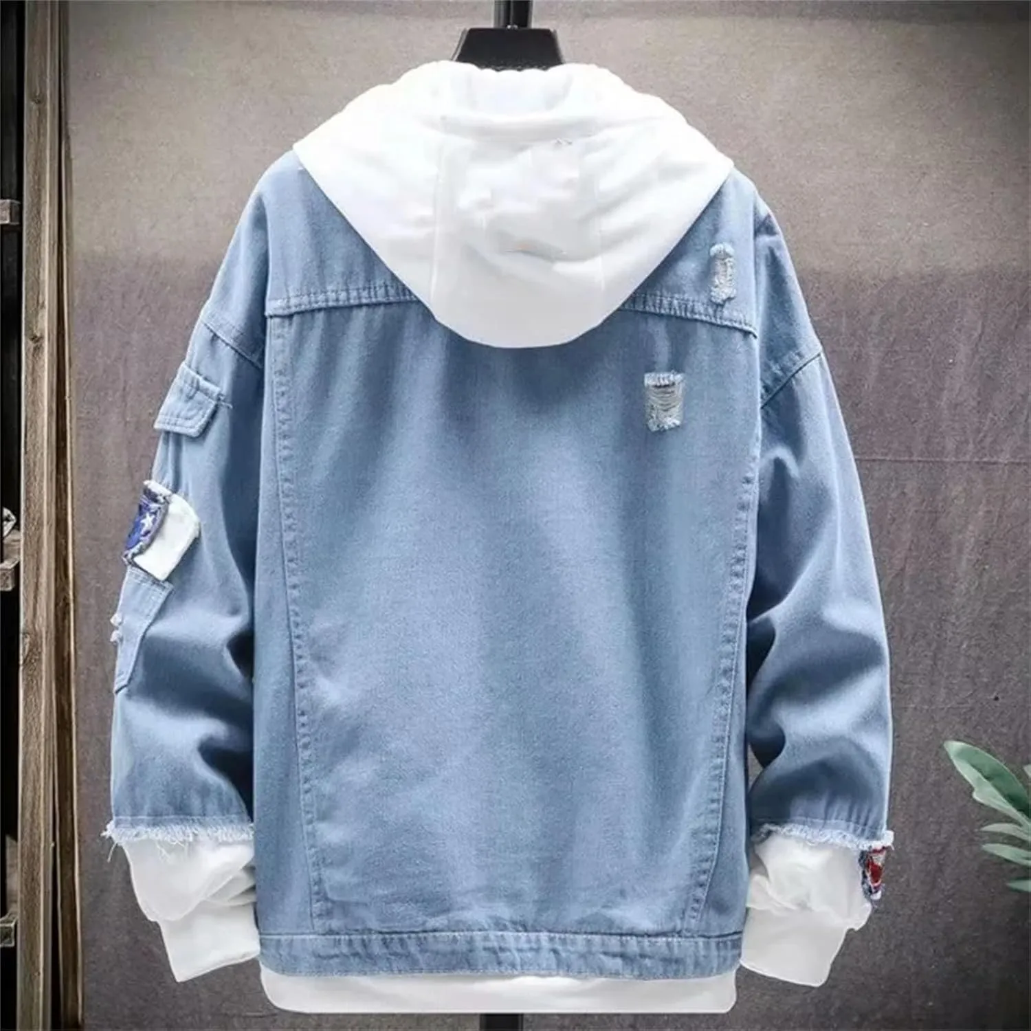 Mens Casual Hooded Denim Jacket Men Classic Vintage Jean Jacket Outerwear Trucker Jean Coats