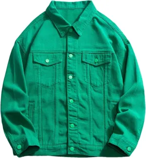 Men's Classic Casual Denim Jacket Men Loose Vintage Jean Jacket Lightweight Sport Jean Coats