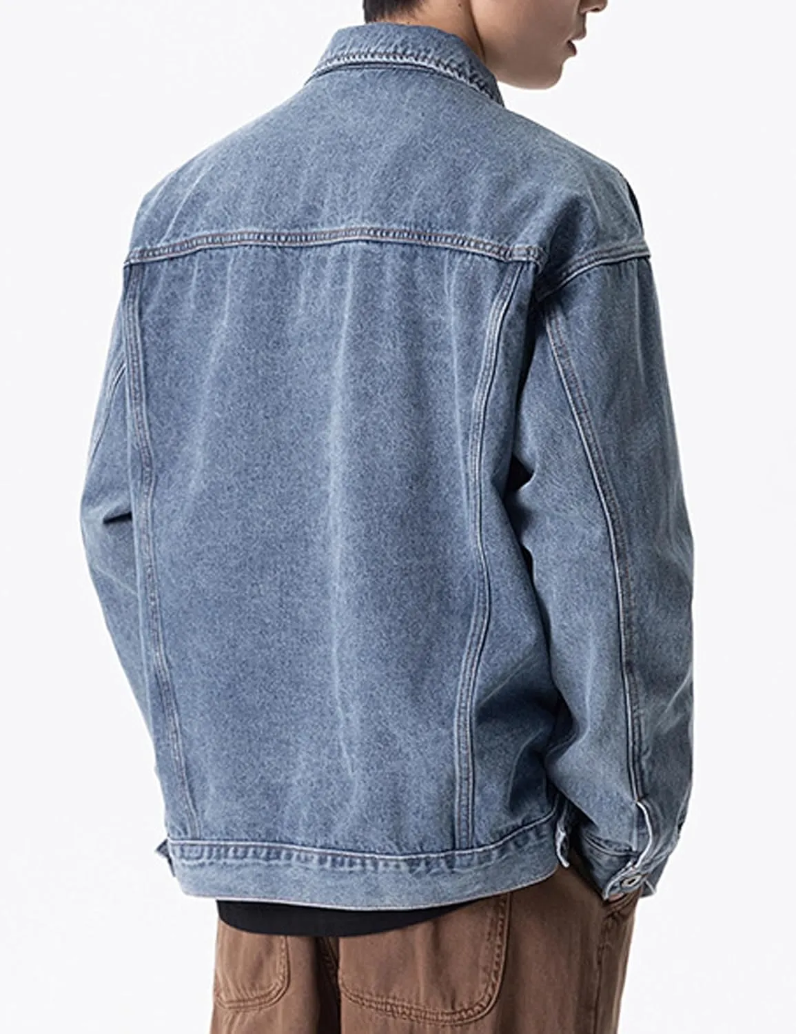 Mens Denim Jacket Casual Work Jean Coats Trucker Jacket Long Sleeve Regular Fit Spring Fall Outfits