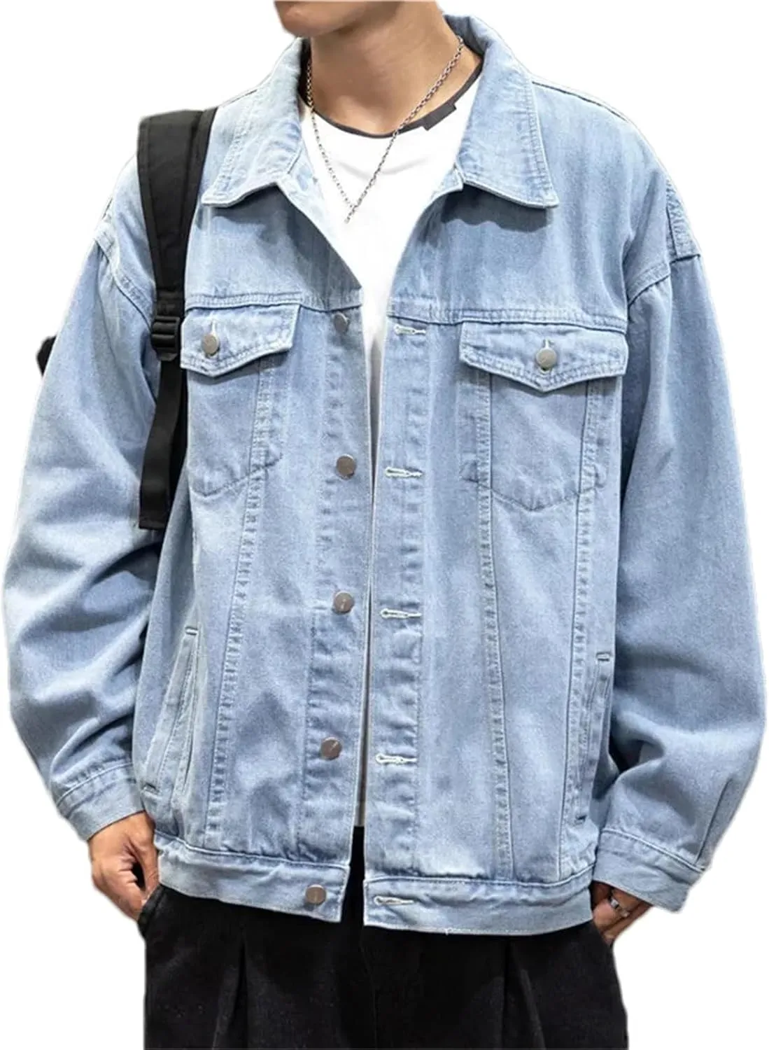 Mens Denim Jacket Vintage Jean Coats Streetwear Fashion Jacket Men Turn-Down Collar Outerwear Cotton Trucker Jacket