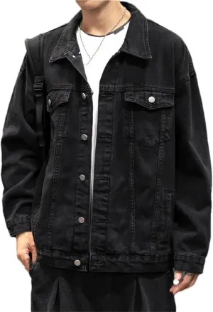 Mens Denim Jacket Vintage Jean Coats Streetwear Fashion Jacket Men Turn-Down Collar Outerwear Cotton Trucker Jacket