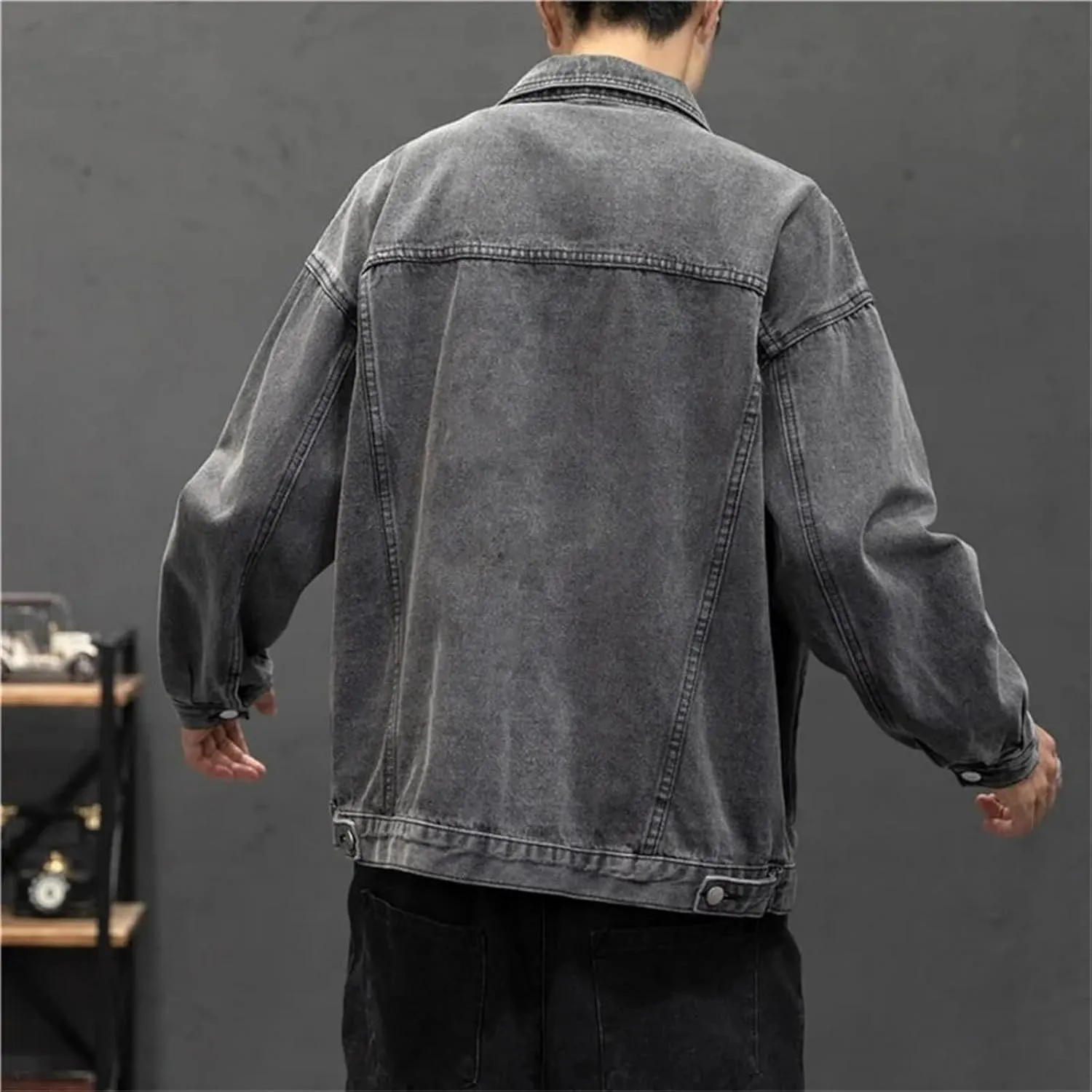 Mens Denim Jacket Vintage Jean Coats Streetwear Fashion Jacket Men Turn-Down Collar Outerwear Cotton Trucker Jacket