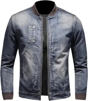 Men's Denim Jacket Vintage Loose Casual Fleece Winter Jacket Fashion Lapel Zipper Motorcycle Jean Coats