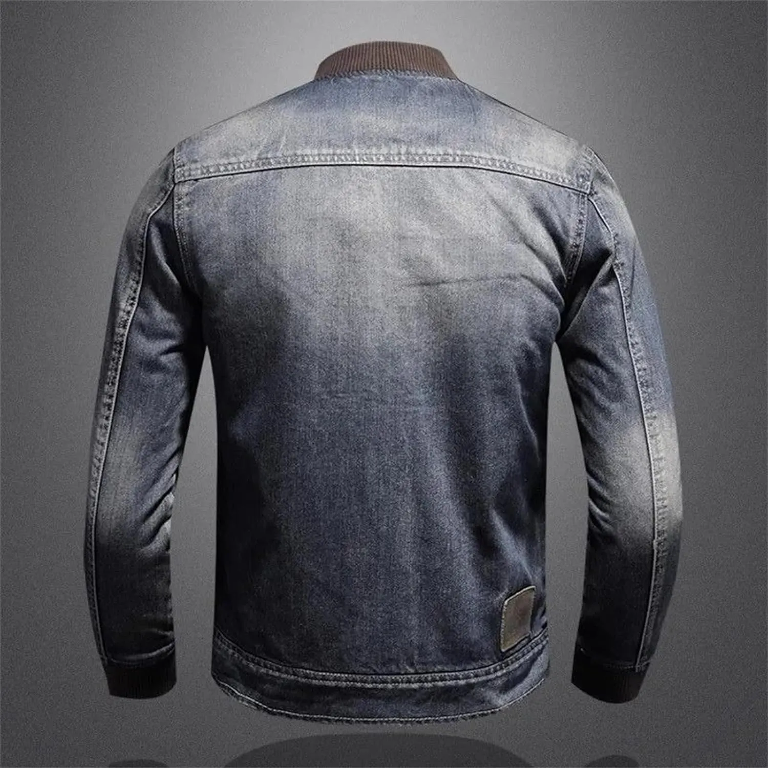 Men's Denim Jacket Vintage Loose Casual Fleece Winter Jacket Fashion Lapel Zipper Motorcycle Jean Coats
