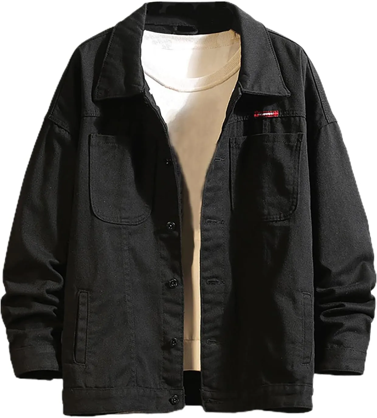 Mens Fashion Denim Jackets Casual Long Sleeve Fall Jackets Classic Tops Button Down Trucker Jacket Oversized Jean Coats