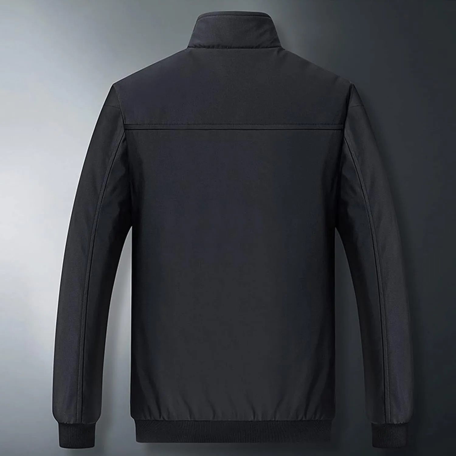 Men's Fleece Lined Bomber Jacket Stand Collar Zip Up Warm Winter Bomber Coats Casual Windproof Sherpa Outwear