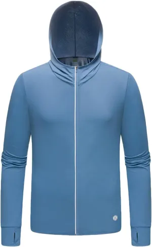 Men's Full Zip UPF 50  Sun Protection Hoodies Long Sleeve Shirts Outdoor Athletic Hooded Jacket for Hiking Fishing
