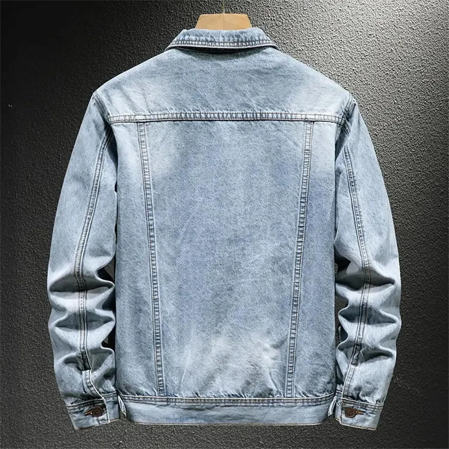 Mens Jean Coats Casual Loose Fit Button Down Denim Trucker Jacket Coat With Pockets