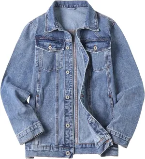 Men's Lightweight Denim Jacket Men Loose Casual Streetwear Jean Coats Classic Vintage Jean Jacket