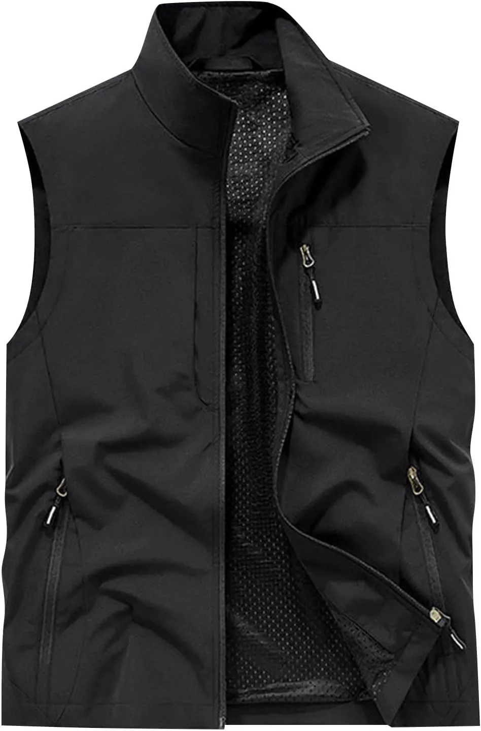 Men's Lightweight Vest Zipper Softshell Sleeveless Quick Dry Jacket Multi Pcokets Cycling Travel Hiking Running Golf