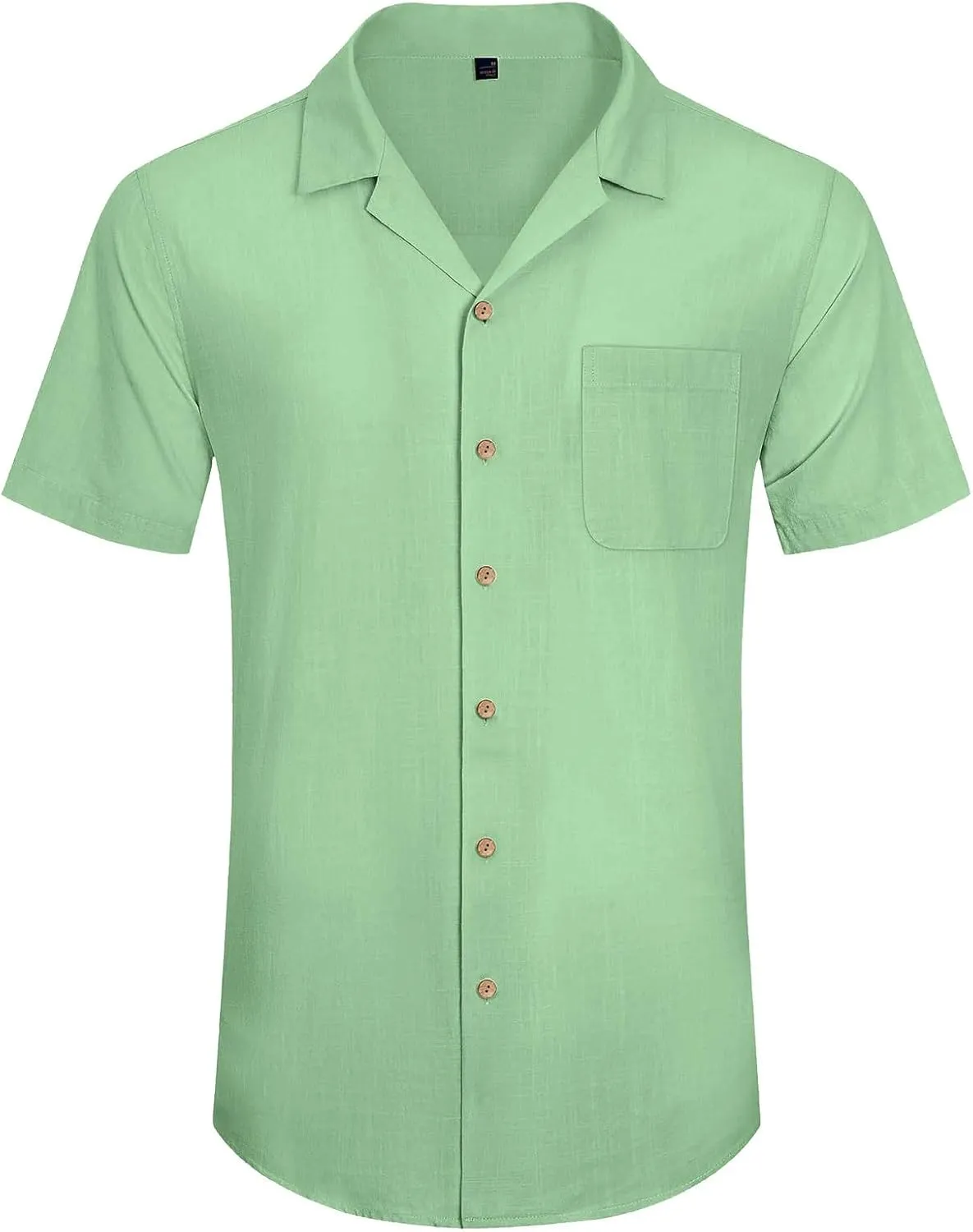 Men's Linen Shirts Hippie Short Sleeve Casual Button Down Shirt for Men Big and Tall Vacation Shirt with Pocket