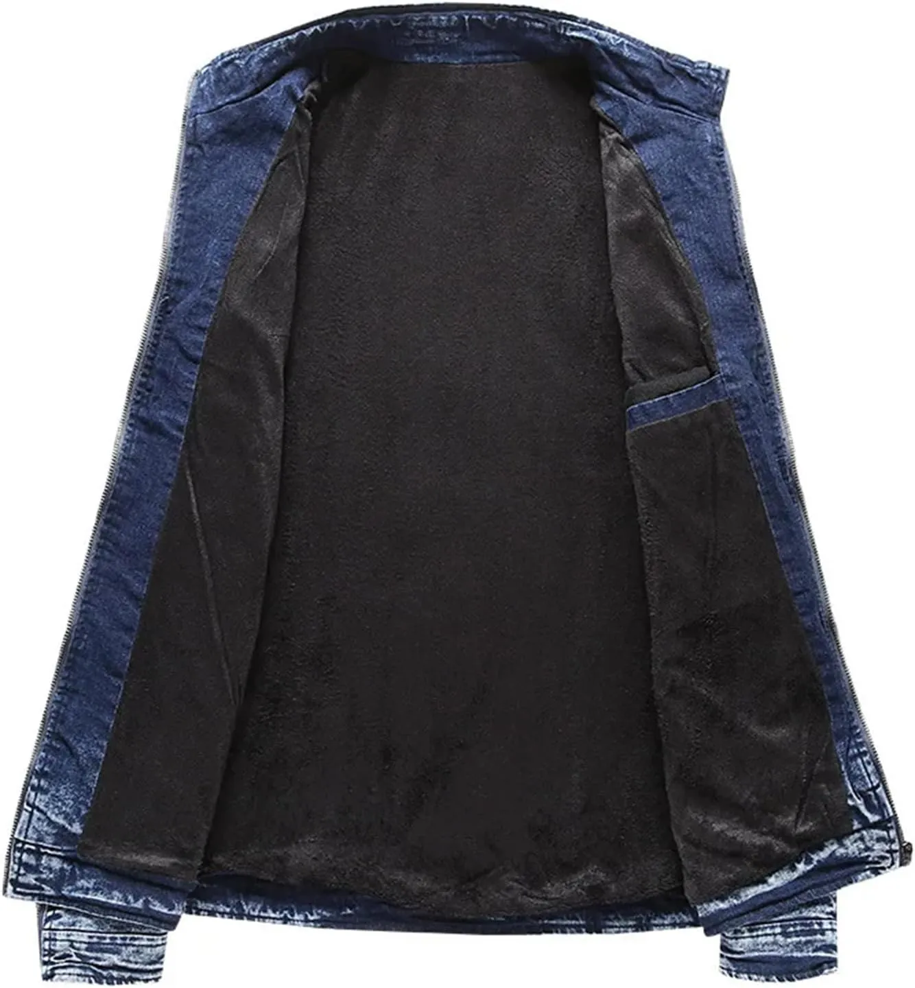 Men's Motorcycle Denim Jacket Retro Zippers Stand Collar Jean Coats Cotton Slim Fit Biker Outerwear