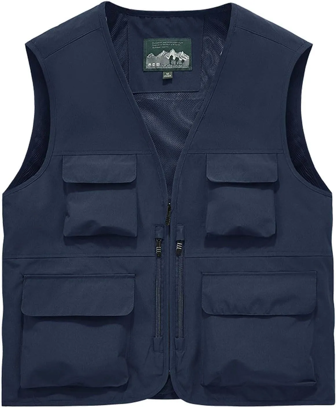 Mens Outdoor Work Safari Fishing Vest Casual Lightweight Zip Up Travel Cargo Vest Sleeveless Quick Dry Utility Jacket