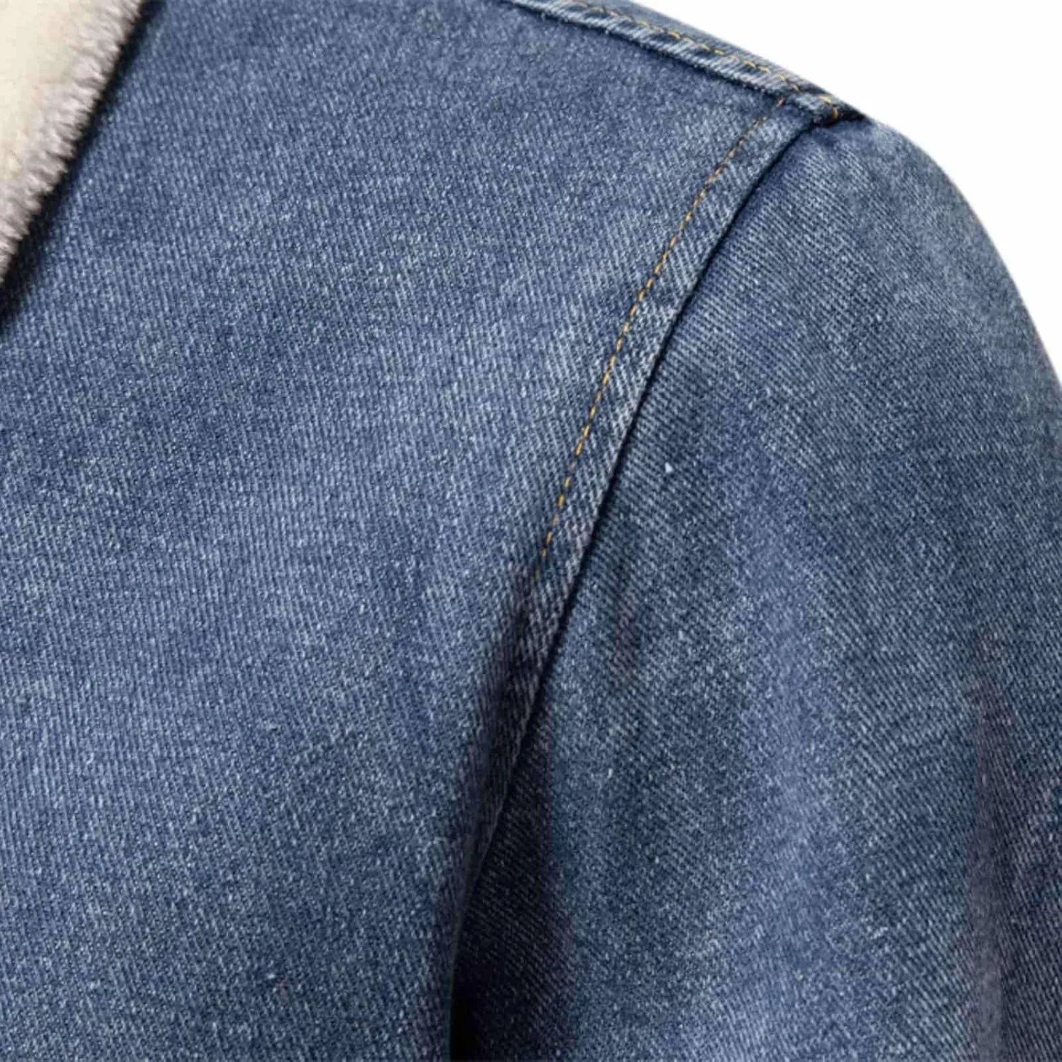Men's Sherpa Fleece Lined Denim Jacket Warm Winter Zip Up Lapel Trucker Jackets Vintage Distressed Cowboy Jean Coats