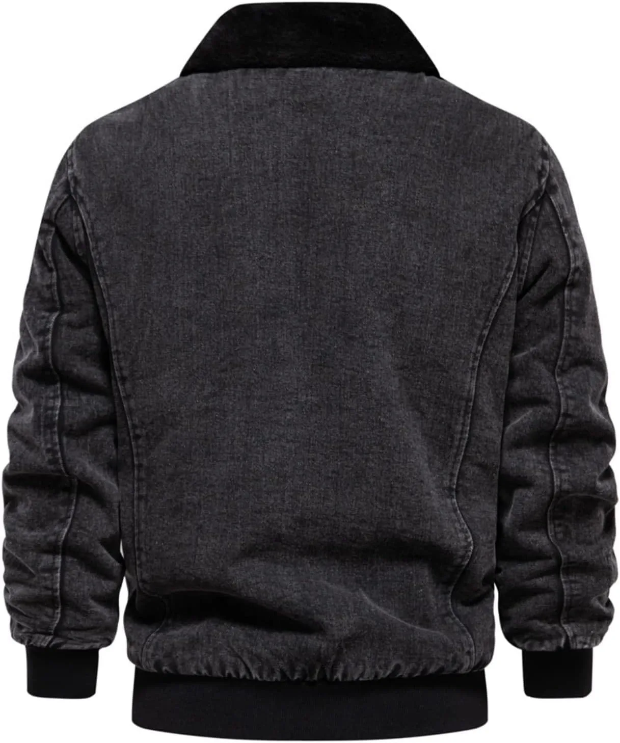 Men's Sherpa Fleece Lined Denim Jacket Warm Winter Zip Up Lapel Trucker Jackets Vintage Distressed Cowboy Jean Coats
