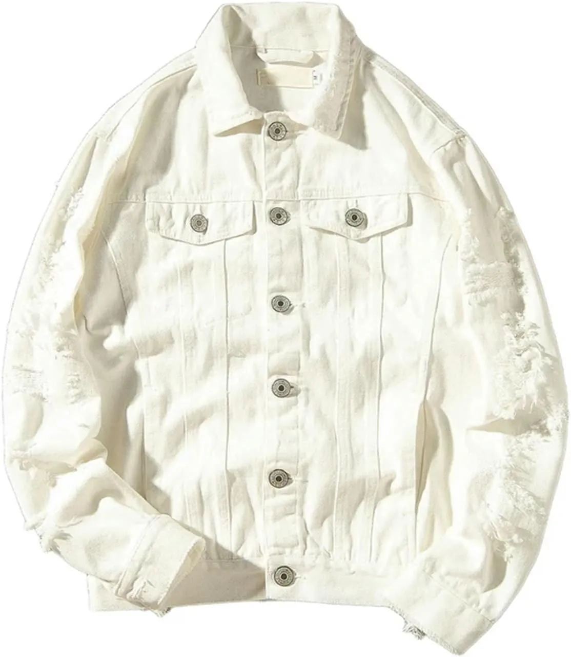 Men's Slim Fit Jean Jacket Men Classic Vintage Ripped Hole Jean Coats Lightweight Sport Coats