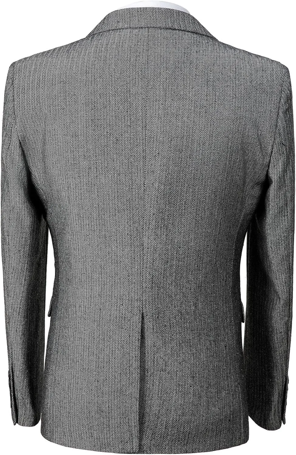 Mens Tweed Herringbone Wedding Suit Prom Tuxedos 3 Piece Peak Lapel Dress