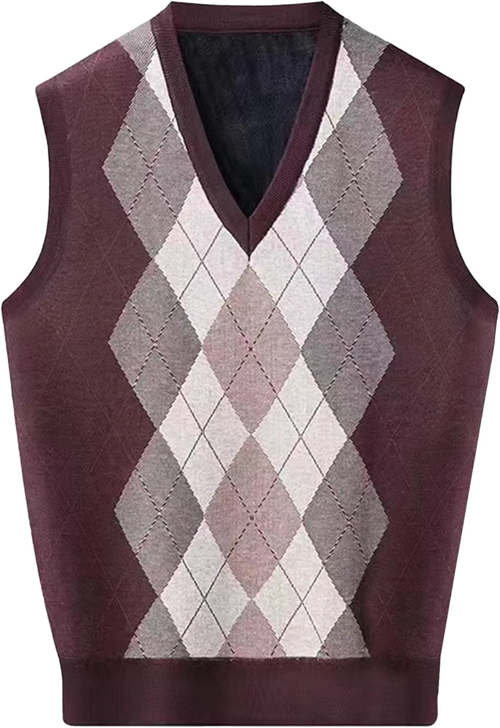 Mens V Neck Knitwear Vest Argyle Sweater Sleeveless Vests Lightweight Cotton Pullover Waistcoats