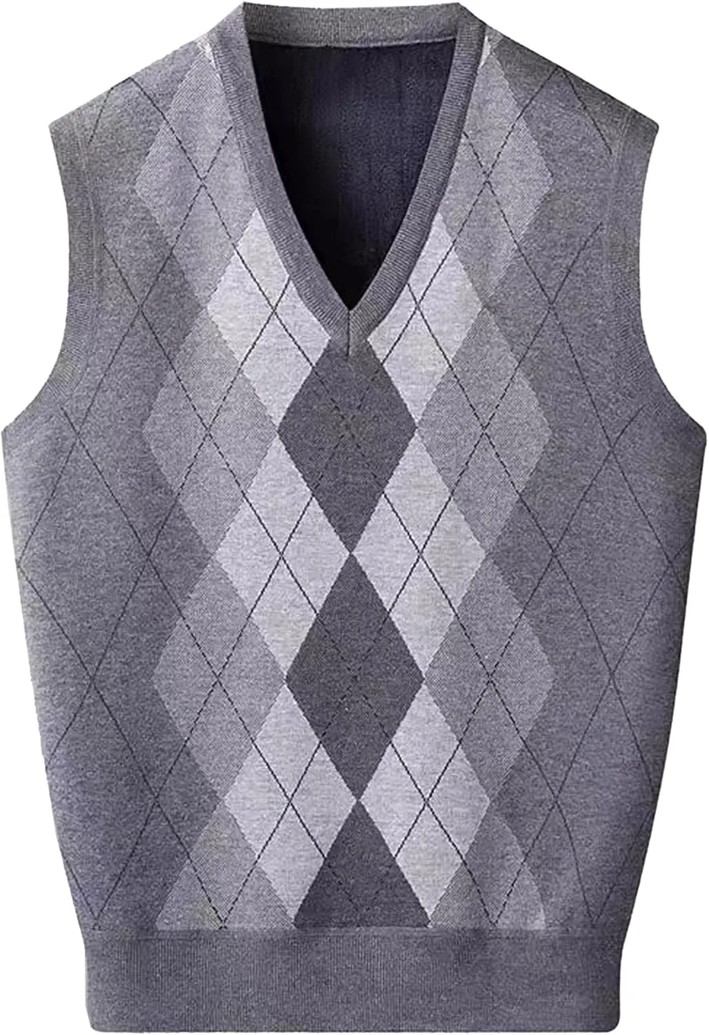 Mens V Neck Knitwear Vest Argyle Sweater Sleeveless Vests Lightweight Cotton Pullover Waistcoats