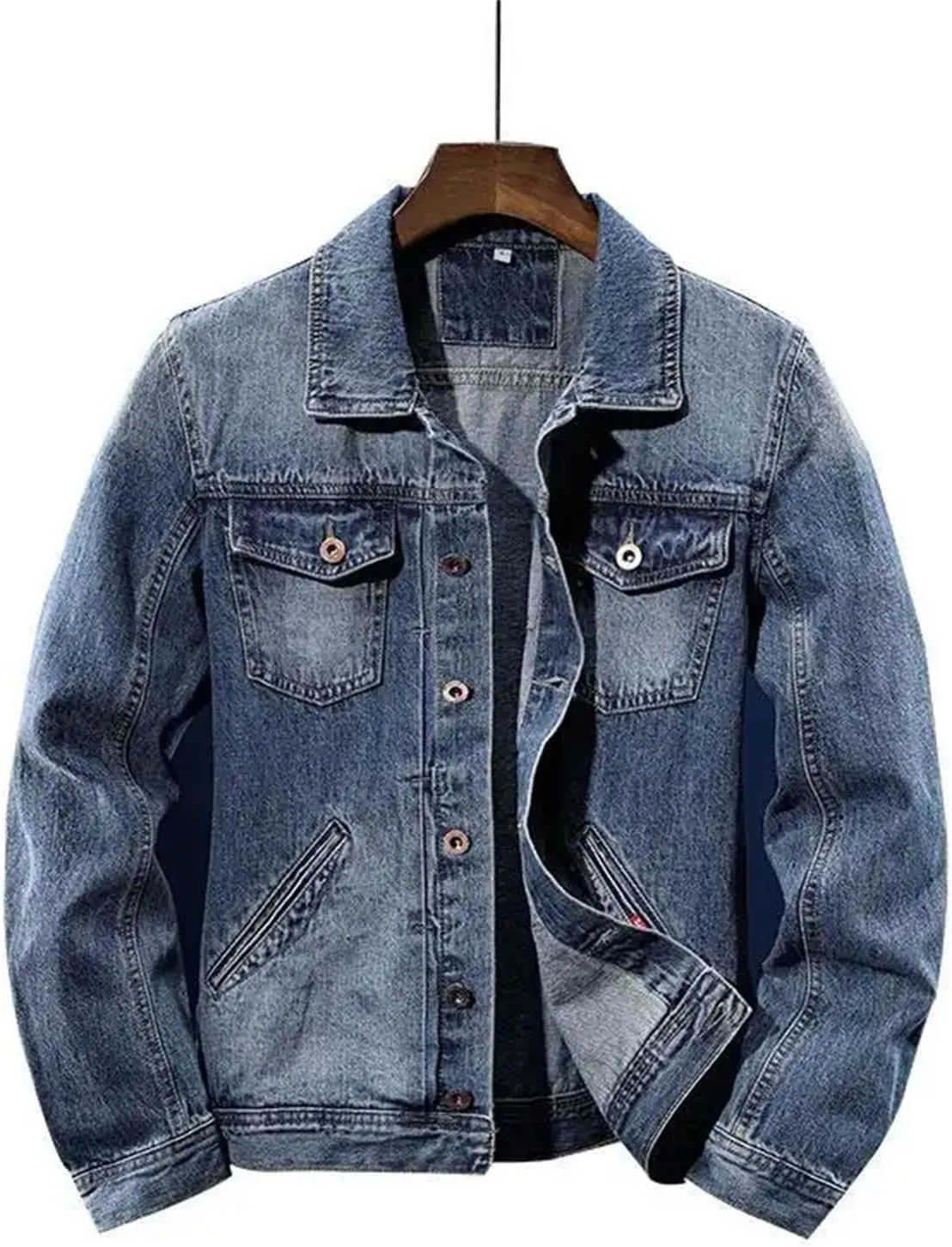 Men's Vintage Washed Denim Jacket Men Lightweight Sport Jean Coats For Men Casual Trucker Jacket Outwear