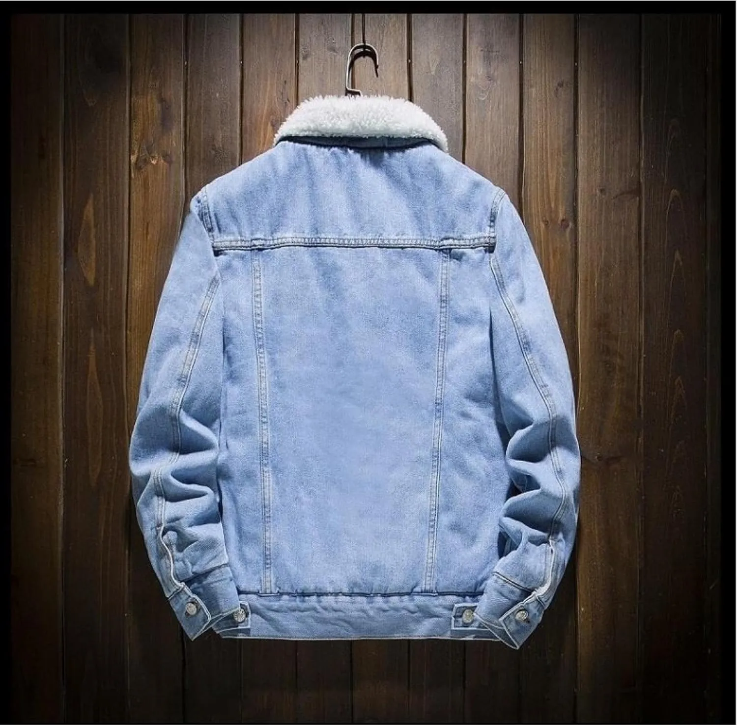 Men's Winter Sherpa Cotton Denim Jacket Windbreaker Denim Trucker Jackets Fleece Lined Thicken Jean Coats