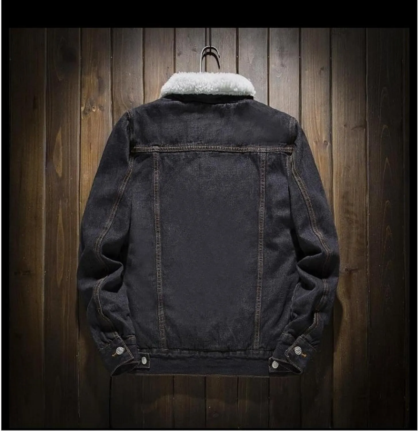 Men's Winter Sherpa Cotton Denim Jacket Windbreaker Denim Trucker Jackets Fleece Lined Thicken Jean Coats