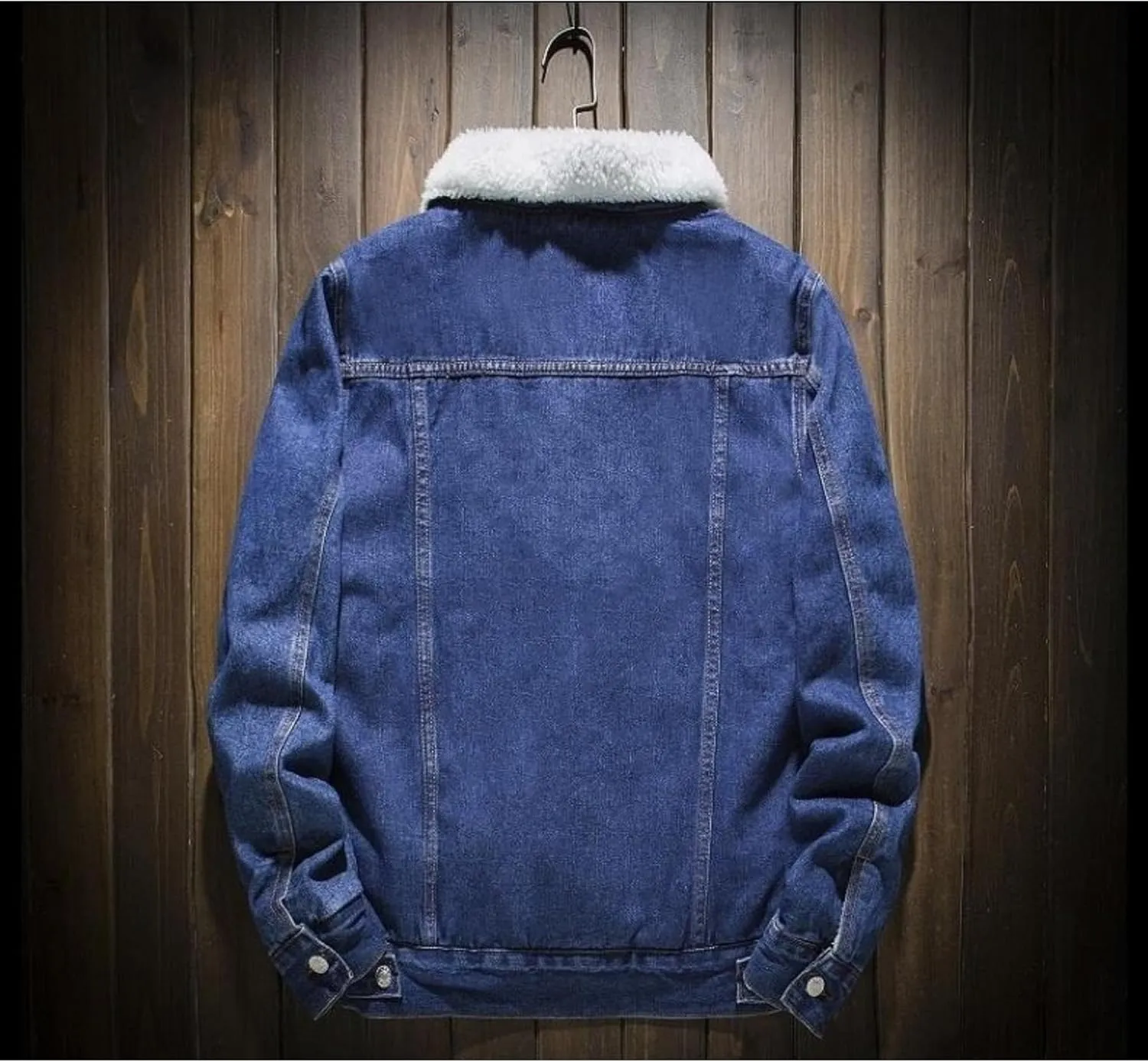 Men's Winter Sherpa Cotton Denim Jacket Windbreaker Denim Trucker Jackets Fleece Lined Thicken Jean Coats
