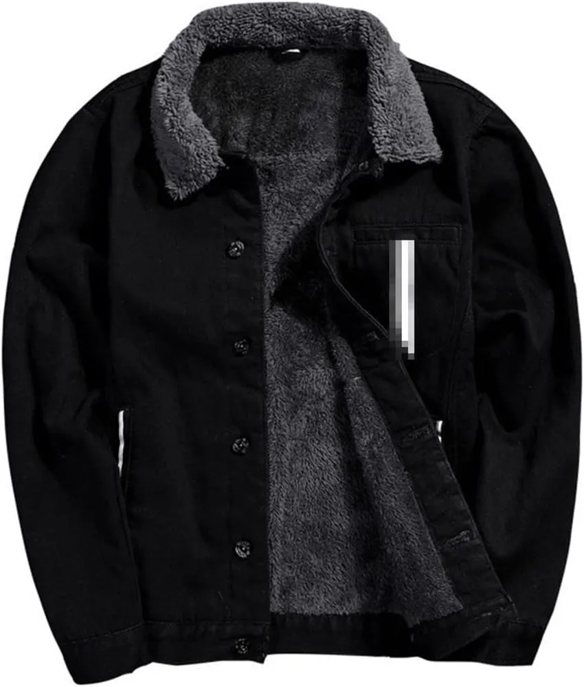 Men's Winter Warm Jean Coats Fleece Lined Thicken Thermal Denim Trucker Jacket Outerwear Plus Size