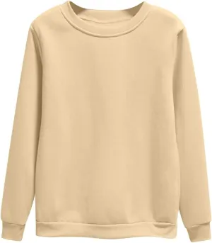Miyaomn Women's Fleece Lined Sweatshirts Casual Solid Color Crewneck Pullover 2024 Fall Fashion Long Sleeve Warm Sweater Tops