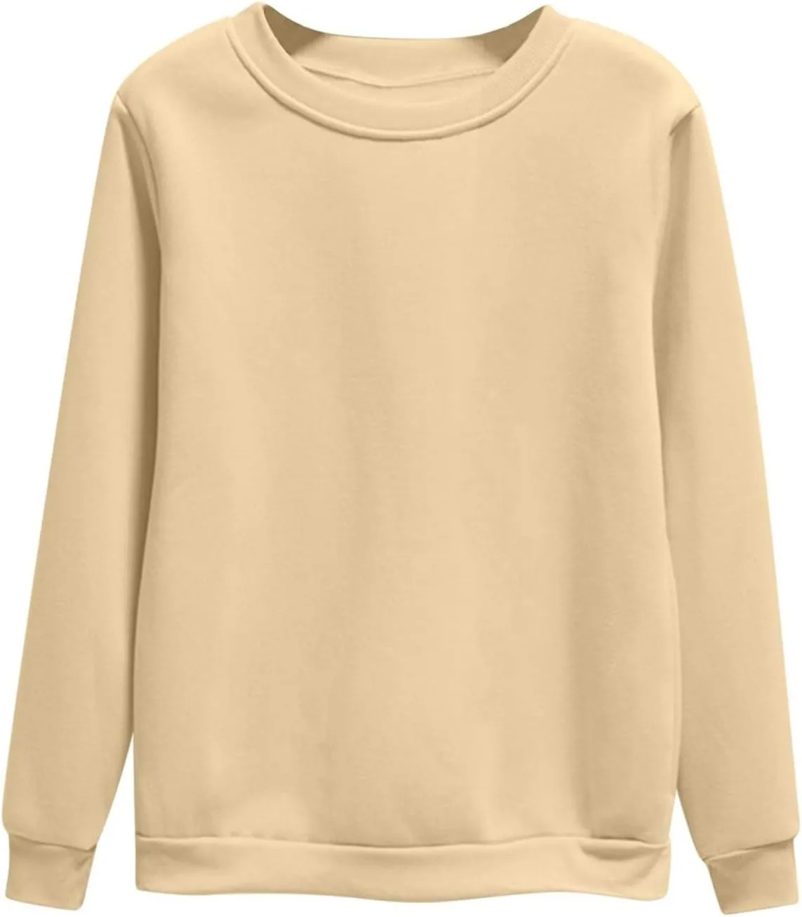 Miyaomn Women's Fleece Lined Sweatshirts Casual Solid Color Crewneck Pullover 2024 Fall Fashion Long Sleeve Warm Sweater Tops