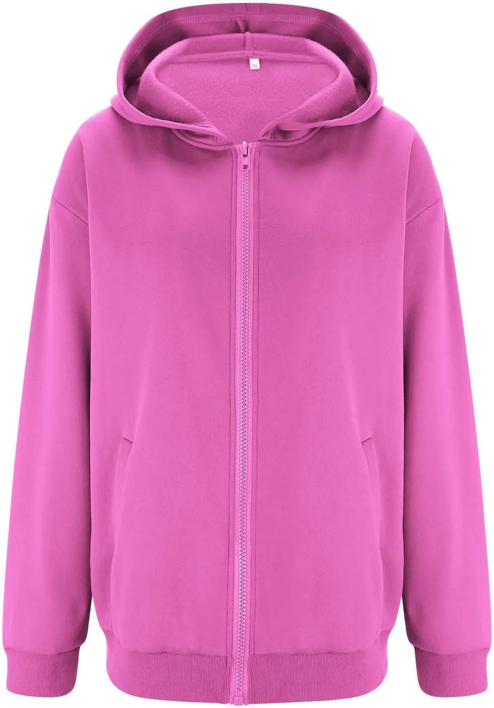 Miyaomn Womens Zip Up Hoodies Casual Loose Oversized Sweatshirt Long Sleeve Fleece Jackets Coat 2024 Fall Trendy Y2K Outfits
