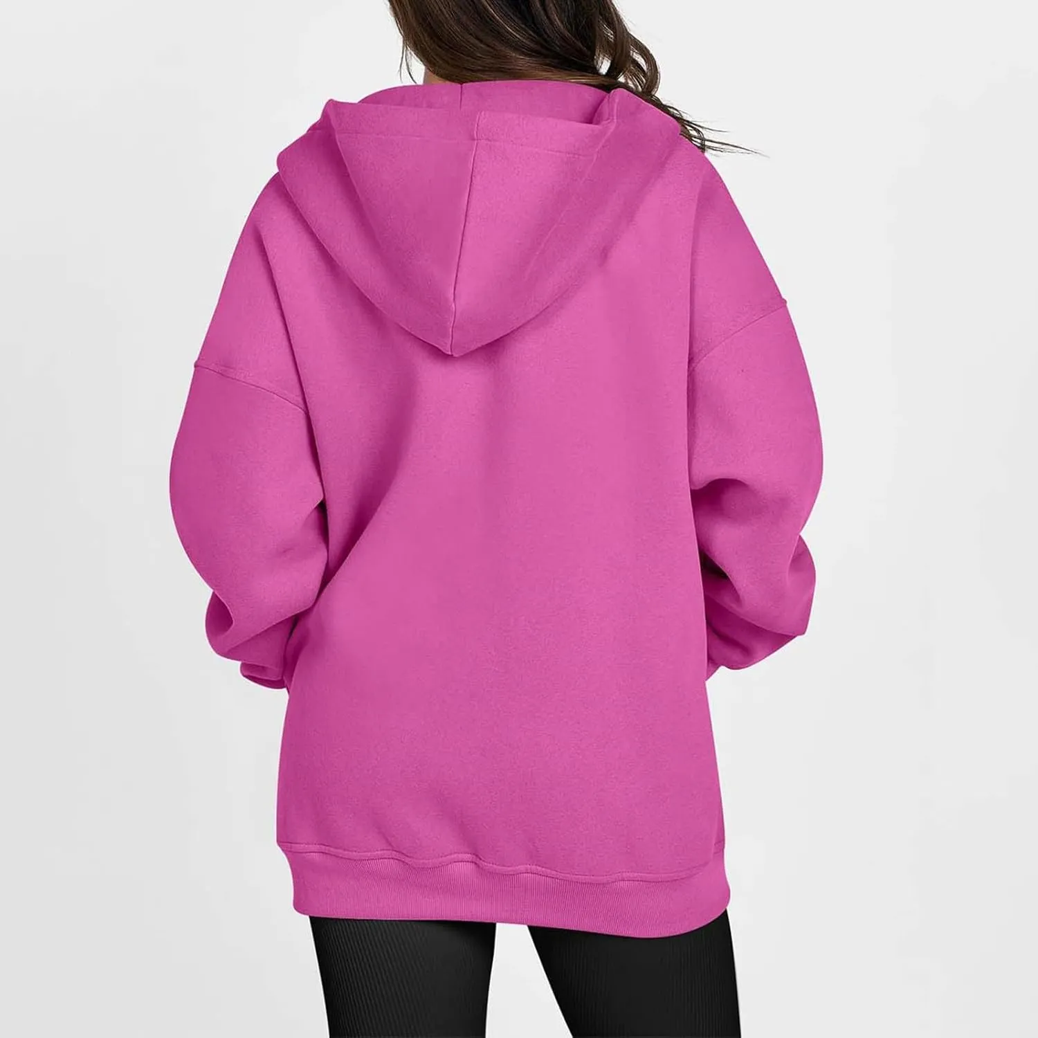 Miyaomn Womens Zip Up Hoodies Casual Loose Oversized Sweatshirt Long Sleeve Fleece Jackets Coat 2024 Fall Trendy Y2K Outfits