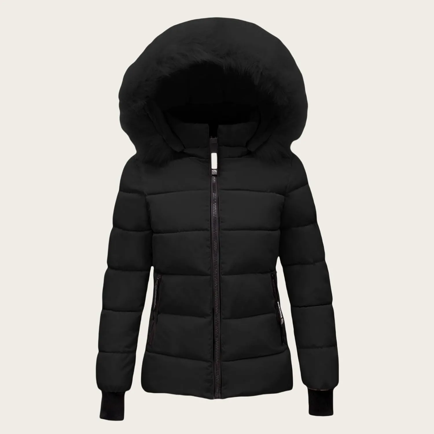 Mmoneyake Women's Winter Windproof Warm Down Coats Thicken Hooded Fashions Puffer Jacket Short Coat Parka with Faux Fur Hood