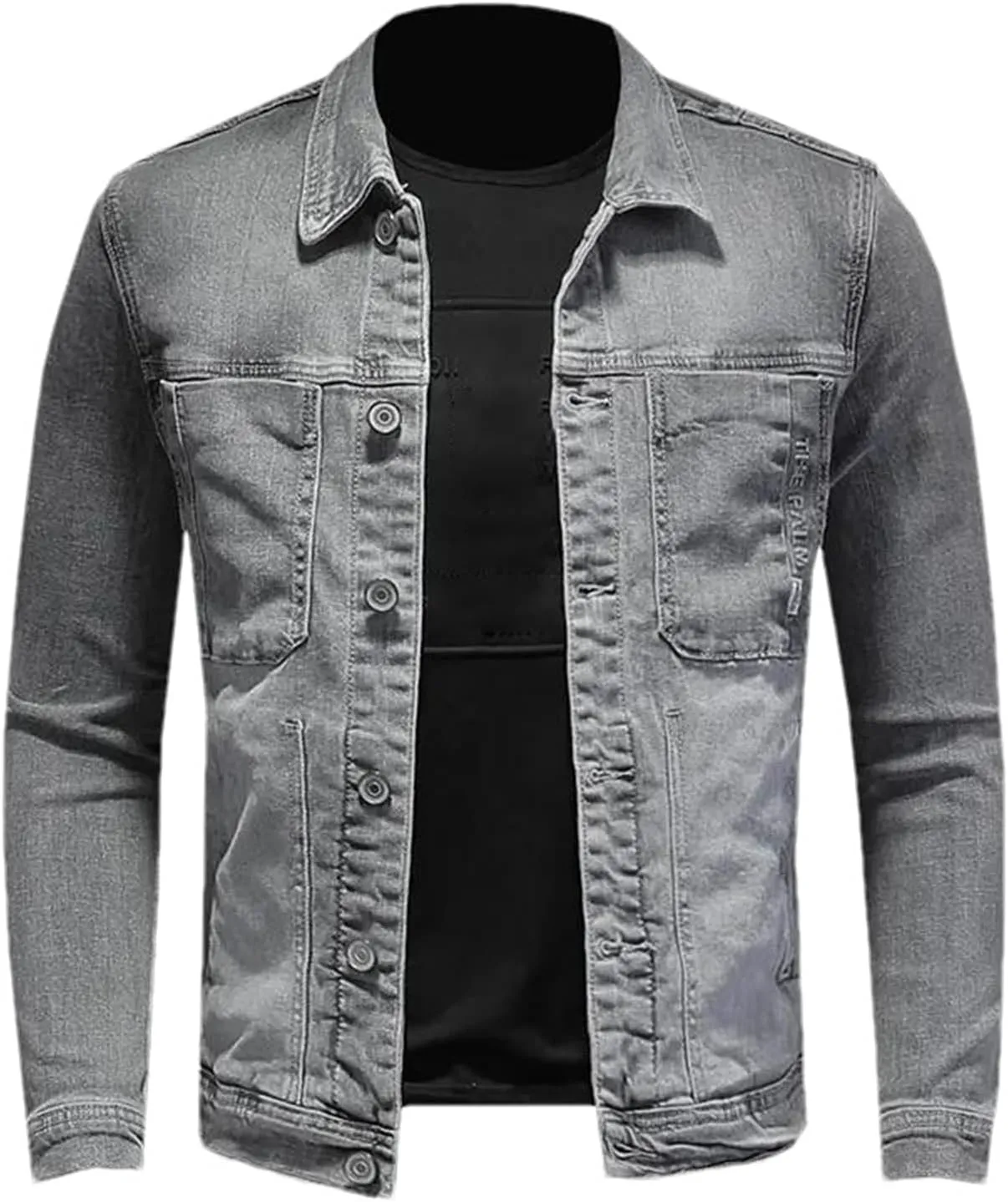 Mnjyihy Men Bomber Denim Jacket Jean Coats Classic Lapel Motorcycle Cotton Slim Fit Trucker Coat