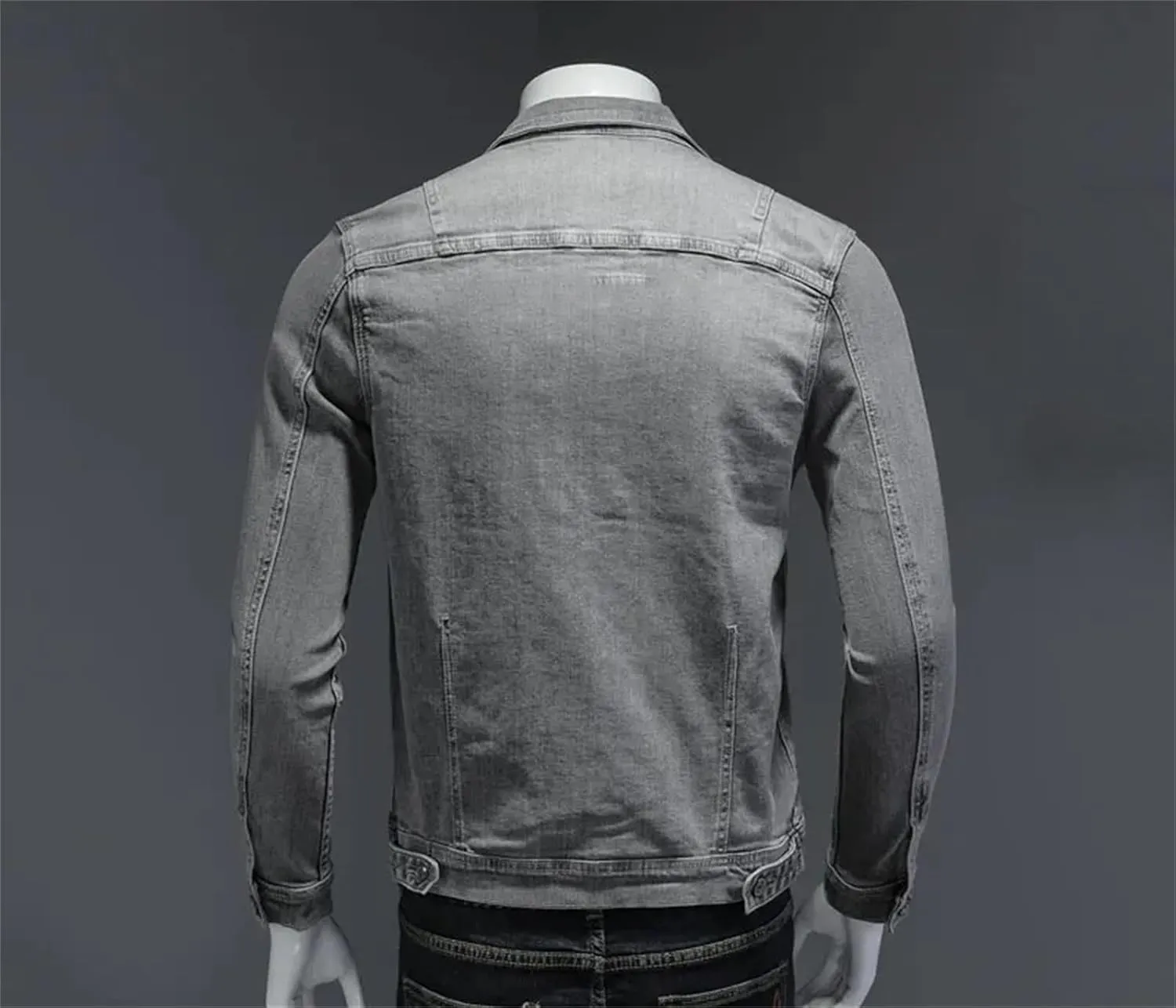 Mnjyihy Men Bomber Denim Jacket Jean Coats Classic Lapel Motorcycle Cotton Slim Fit Trucker Coat