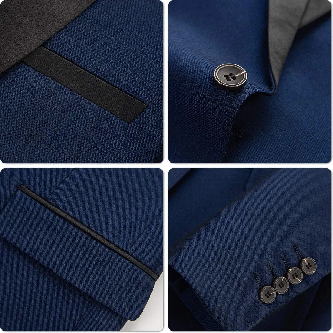 MY'S Mens 3-Piece Suit Shawl Lapel One Button Tuxedo Winter Fabric Slim Fit Dinner Jacket Vest Pants & Tie Set