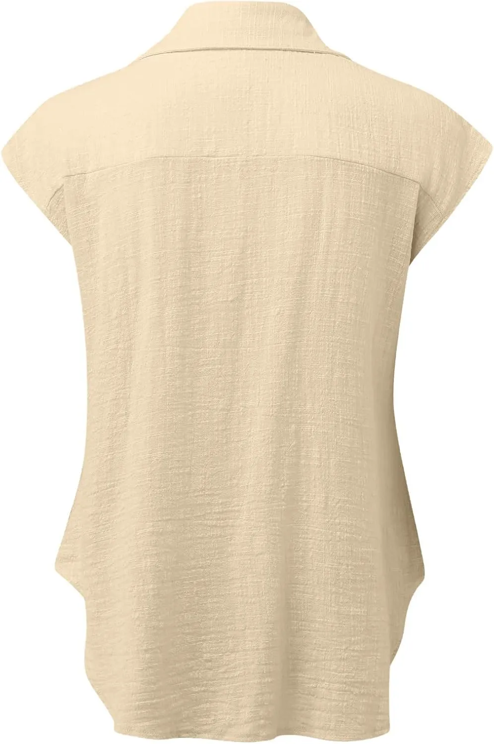 Mzkdieey Linen Button Down Shirt Women Short Sleeve V Neck Collared Blouse Summer Beach Cotton T-Shirts Casual Work Tops