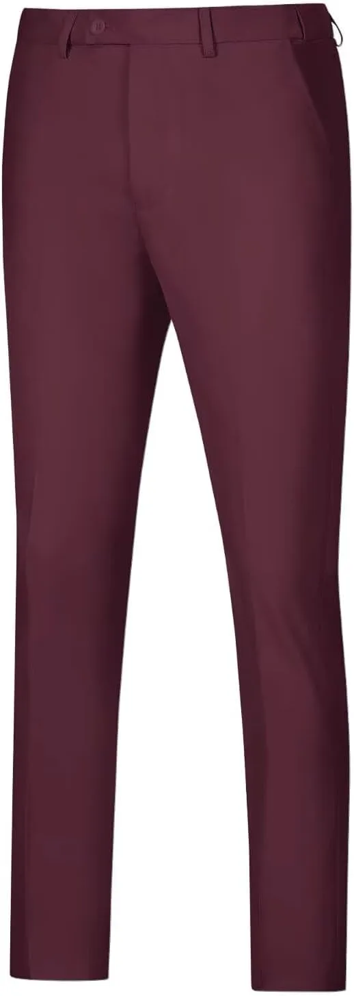 Netsky Men's Dress Pants Slim Fit Stretch Expandable-Waist Flat Front Dress Pant