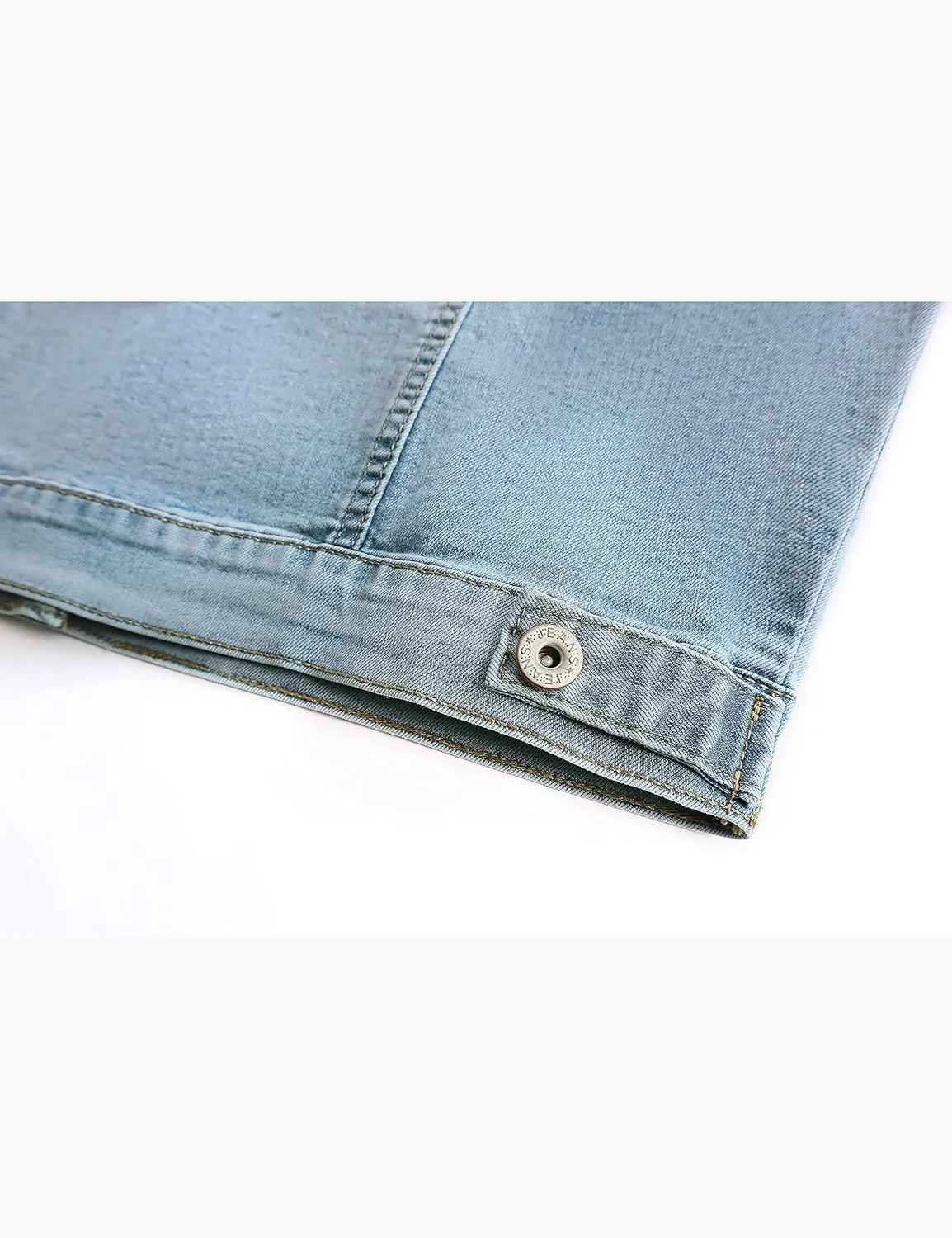 Omoone Women's 3/4 Sleeve Cropped Stretch Slim Denim Trucker Jacket Jean Coats Tops
