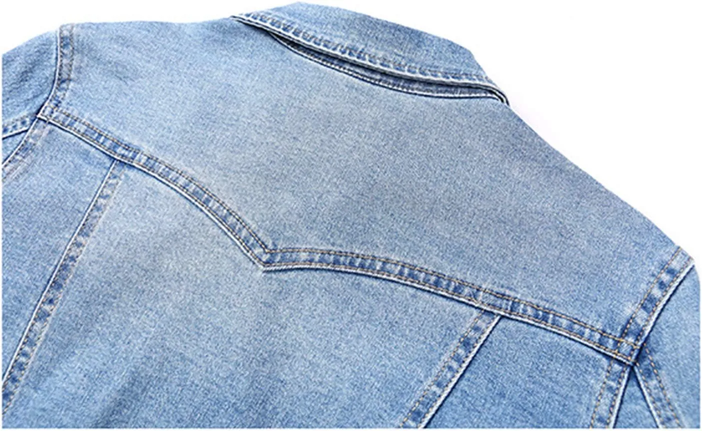 Omoone Women's 3/4 Sleeve Cropped Stretch Slim Denim Trucker Jacket Jean Coats Tops