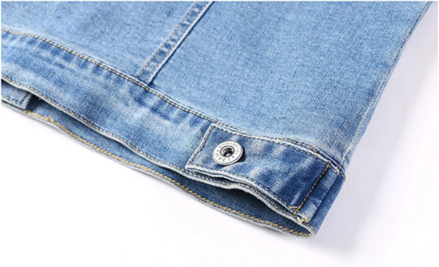 Omoone Women's 3/4 Sleeve Cropped Stretch Slim Denim Trucker Jacket Jean Coats Tops