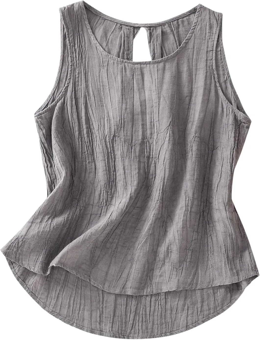 Oplxuo Linen Tank Tops for Women Trendy Cotton Crew Neck Sleeveless Shirts Casual Fashion Solid Blouses Summer Loose Fit Tees