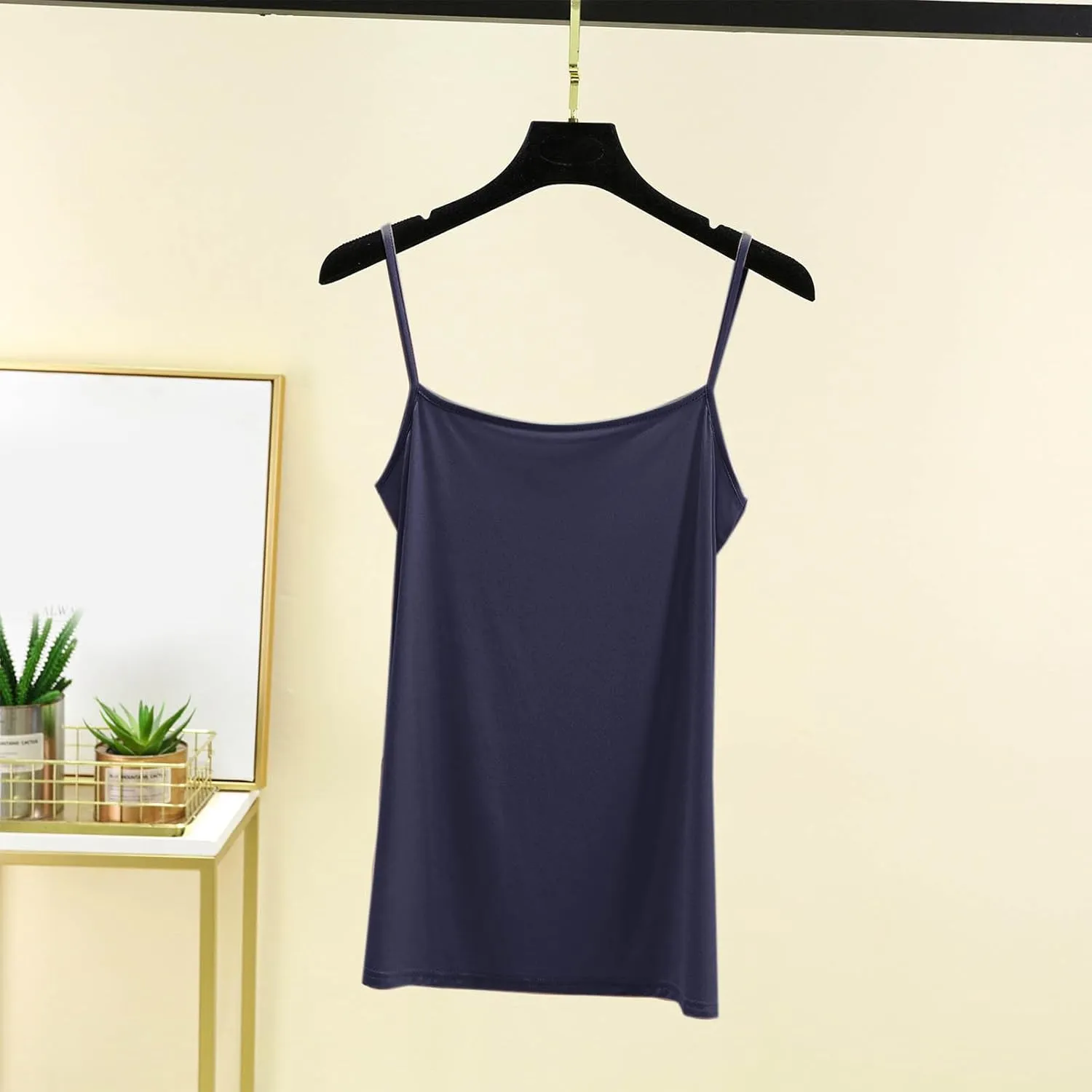 Oplxuo Women Camisole Spaghetti Strap Tank Top Casual Loose Layering Cami Undershirt for Yoga