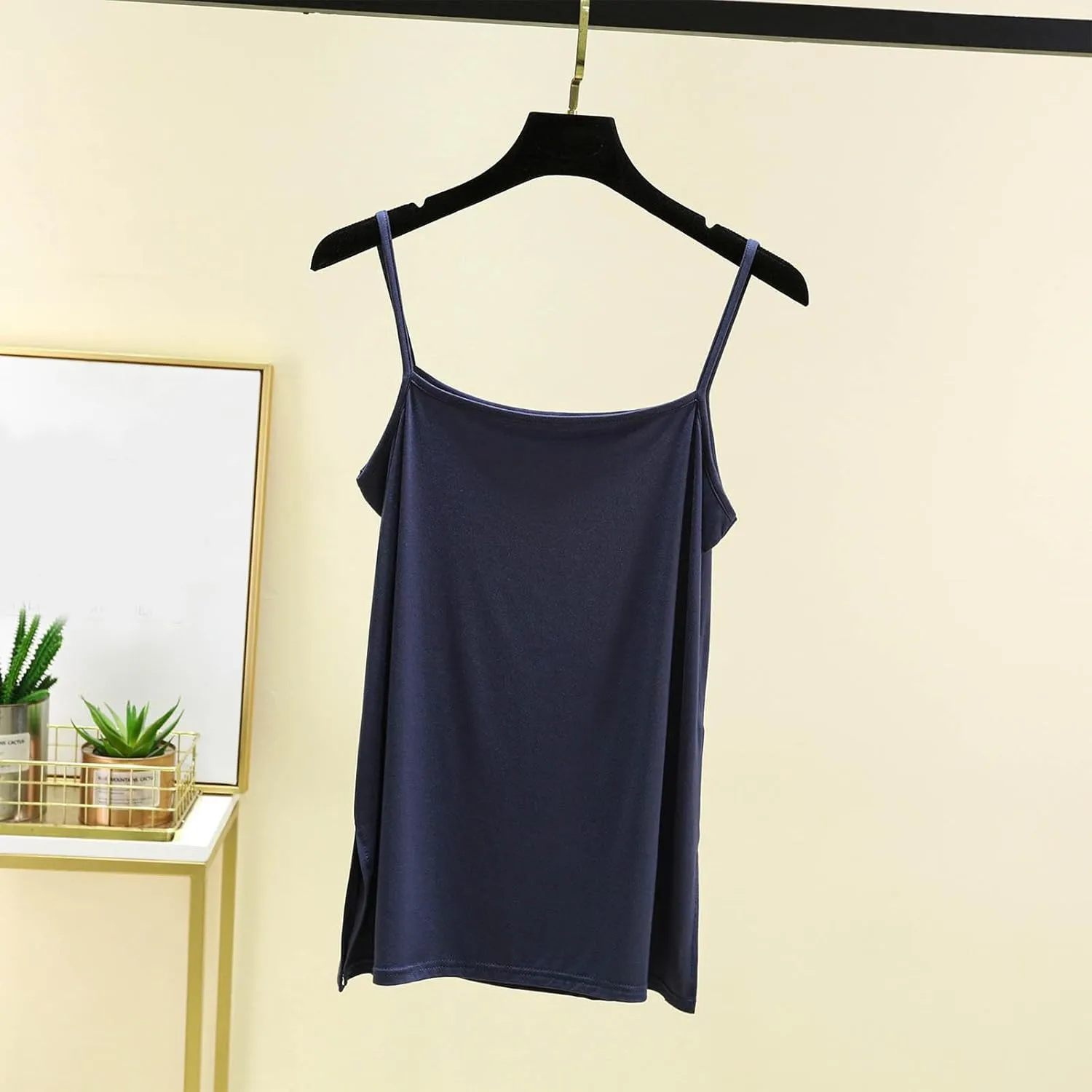 Oplxuo Women Camisole Spaghetti Strap Tank Top Casual Loose Layering Cami Undershirt for Yoga