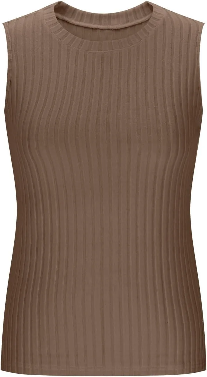 Oplxuo Womens Crew Neck Ribbed Tank Tops Sleeveless Basic Tops Sexy Slim Fit Tee Shirts Summer Clothes 2025