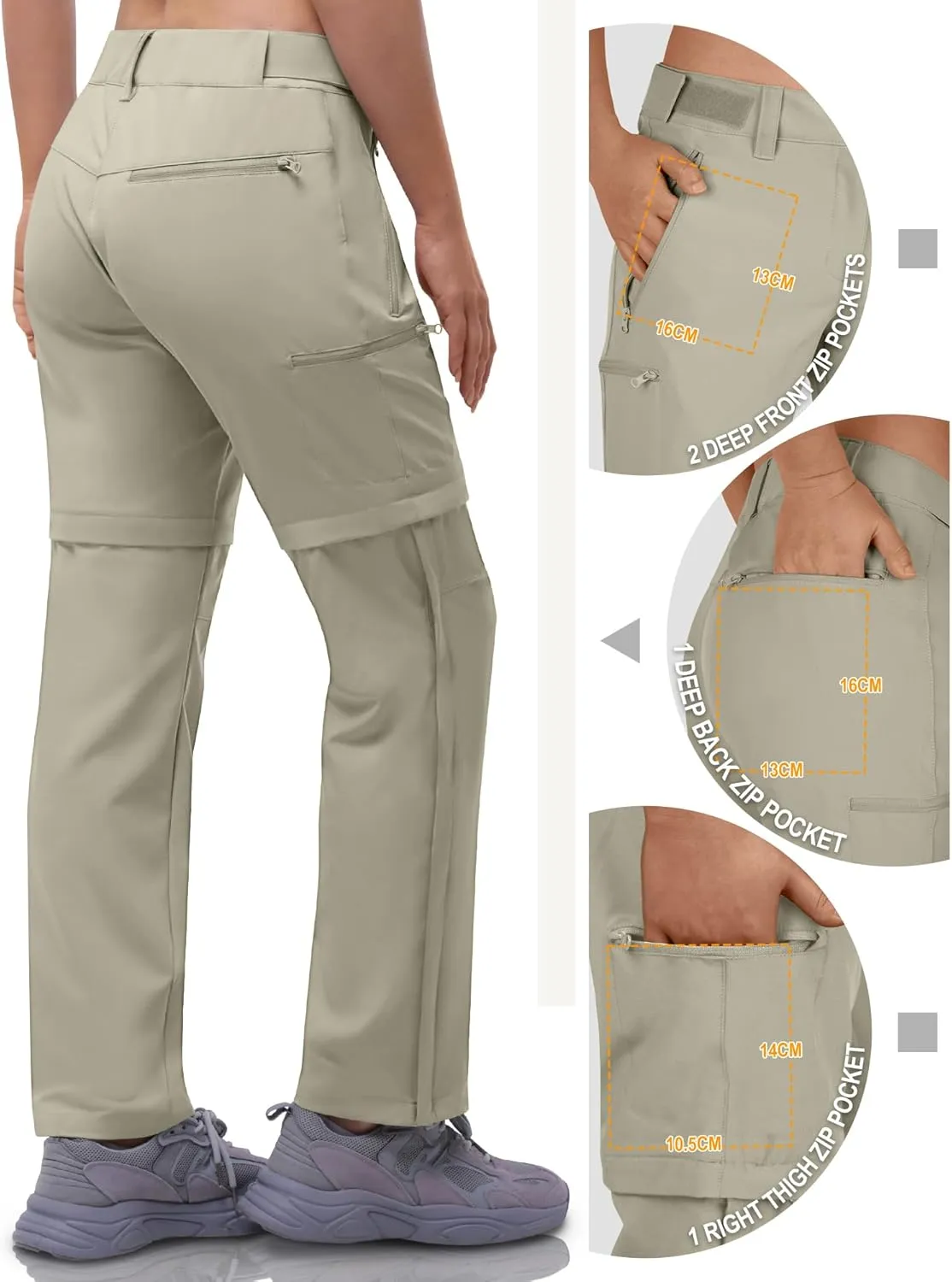 Outdoor Ventures Women's Convertible Pants, Quick Dry Hiking Zip-Off Pants, Stretch Lightweight Cargo Pants