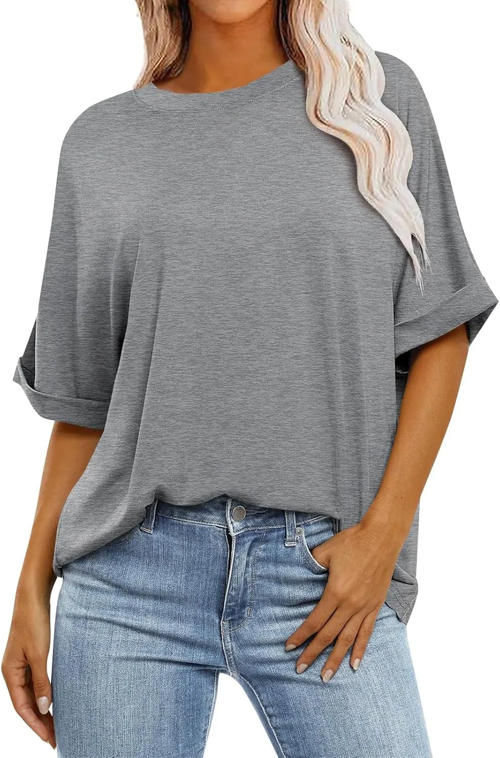 Oversized Tshirts for Women,2024 Summer Trendy Striped Short Sleeve Shirts,Casual Crewneck Daily Workout Tops